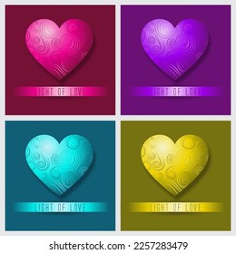 Set of Valentine's day background with color variations heart shape