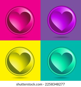 Set of Valentine's day background with color variation heart shape