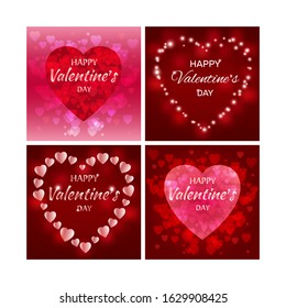 Set Valentine's Day background with heart. Vector illustration. Banner or greeting card. Place for text. Romantic background.