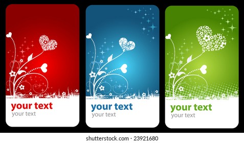 Set of Valentines Day background with Hearts and floral pattern, element for design, vector illustration