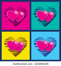 Set of Valentine's day background with pink heart shape