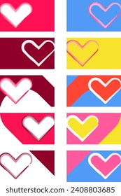 Set of valentine's day background, poster, banner, card invitation, cover. Abstract shapes, colorful romantic design template