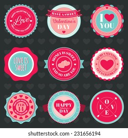 set of valentine's day badges and labels