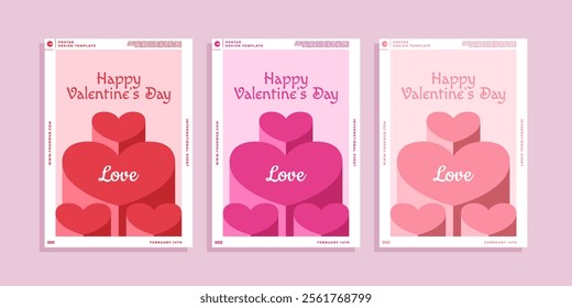 Set of Valentine's Day banner designed for social media, mobile apps, digital marketing, sales promotions, and website advertisements.