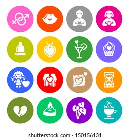 Set valentine's day buttons, love romantic symbols, vector illustration