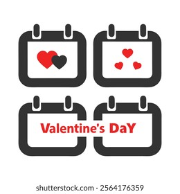 Set Valentine's Day Calendar Vector Illustration for Romantic Designs