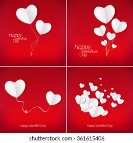 Set Valentines day card with heart sign