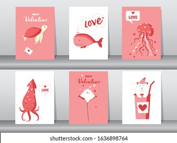 Set of Valentine's day card ,love,animal,cute,animal,Vector illustrations