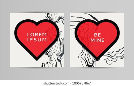 Set of Valentine's day card in modern style
