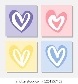 Set of Valentine's day card. Simple posters with heart