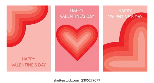 Set of Valentines. Valentine's Day card templates with red hearts. Happy Valentine's day. Vector.