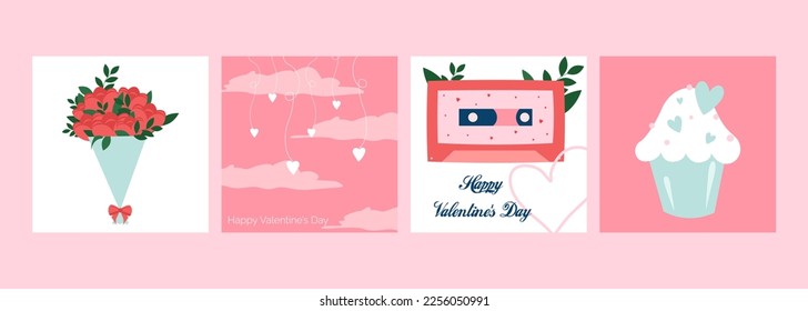 Set of Valentines day card.Holiday banners,
