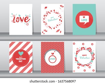 Set of Valentine's day card,love,cute,Vector illustrations