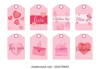 Set Valentine's day cards. Hand written greeting for February 14 gift tags, pastel labels or posters collection. Vintage love lettering vector templates backgrounds.
