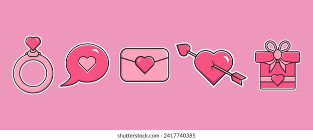 set of valentines day cartoon sticker element design