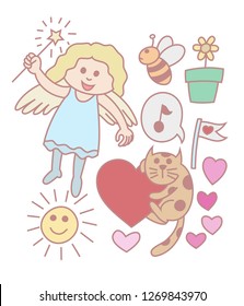 Set of valentines day cute doodles 