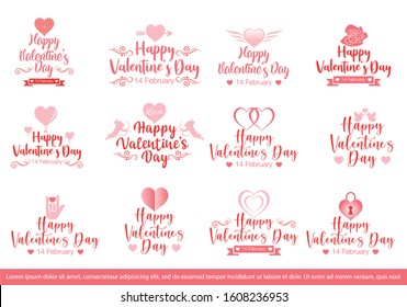 Set of Valentine's day Decorative Badges. vector illustration