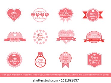 Set of Valentine's day Decorative Label, Badges. vector illustration
