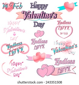 Set of Valentines Day Decorative and Typography Elements