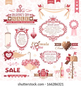 Set of Valentines Day design elements (color version)