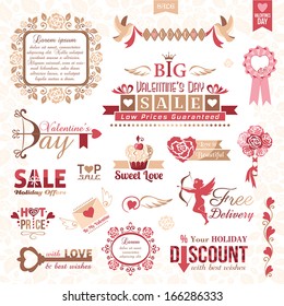 Set of Valentines Day design elements (color version)