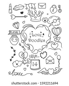Set of Valentine's day doodle elements