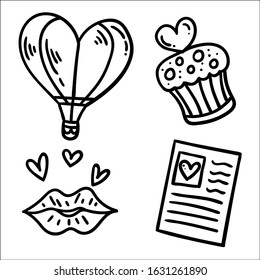 Set of Valentines day doodle elements.