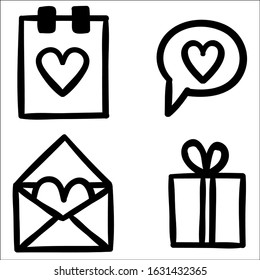 Set of Valentines day doodle elements.