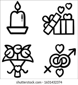 Set of Valentines day doodle elements.