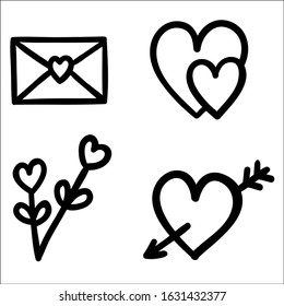 Set of Valentines day doodle elements.