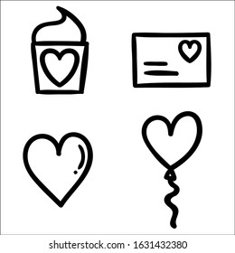 Set of Valentines day doodle elements.
