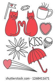 Set of Valentines day doodles