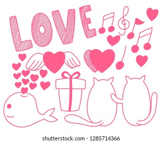 Set of Valentines day doodles 