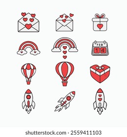 set of valentine's day element vector illustration, on a white background