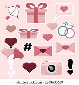 A set of Valentine's day elements.