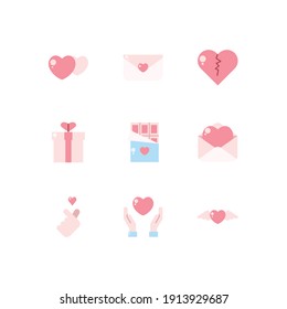 Ilustración Del Día De San Valentín De Icono Plano. V2 - Conjunto de iconos plano 
