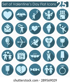 Set of Valentine's Day flat icons for Web and Mobile Applications