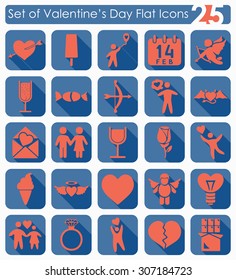 Set of Valentine's Day flat icons for Web and Mobile Applications