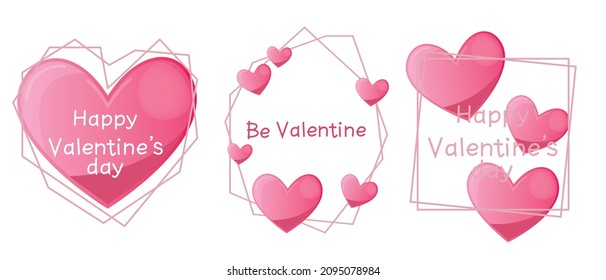 Set of Valentine's day frame. Valentine concept decorative Calligraphy for card, frame, banner, logo and graphic design. vector illustration.