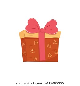 Set of Valentines Day gift Boxes element. Happy Valentine Day box in cute pink flat design with ribbons. Stock vector valentine icon