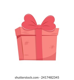 Set of Valentines Day gift Boxes element. Happy Valentine Day box in cute pink flat design with ribbons. Stock vector valentine icon