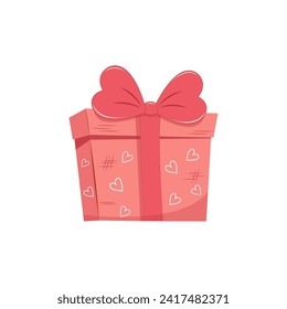 Set of Valentines Day gift Boxes element. Happy Valentine Day box in cute pink flat design with ribbons. Stock vector valentine icon