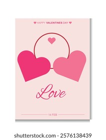 Set of Valentines Day greeting card. Trendy minimalist aesthetic design with hearts, typograpty and lettering. Template for invitation, cover, banner, poster, flyer. Vector illustration.