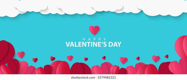 Set of Valentines Day greeting card. Trendy minimalist aesthetic design with hearts and copy space for text, valentine day template for promotional sale, background, banner or landing page template.