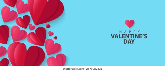 Set of Valentines Day greeting card. Trendy minimalist aesthetic design with hearts and copy space for text, valentine day template for promotional sale, background, banner or landing page template.