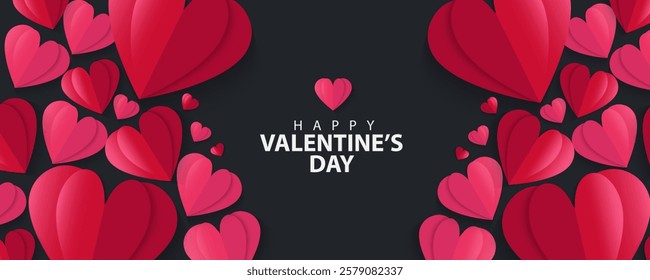 Set of Valentines Day greeting card. Trendy minimalist aesthetic design with hearts and copy space for text, valentine day template for promotional sale, background, banner or landing page template.