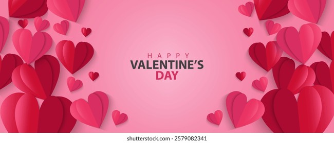 Set of Valentines Day greeting card. Trendy minimalist aesthetic design with hearts and copy space for text, valentine day template for promotional sale, background, banner or landing page template.