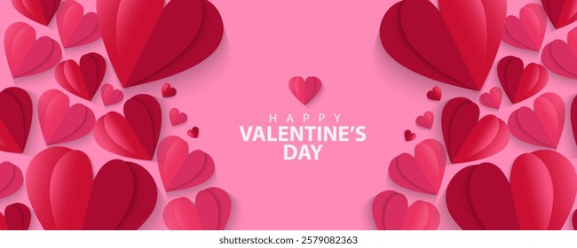 Set of Valentines Day greeting card. Trendy minimalist aesthetic design with hearts and copy space for text, valentine day template for promotional sale, background, banner or landing page template.