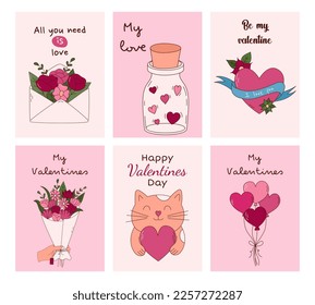 Set of Valentine's Day greeting cards. Vector illustration