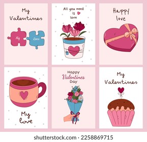 Set of Valentine's Day greeting cards. Vector illustration